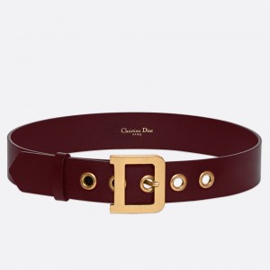 Dior Diorquake 35MM Belt In Bordeaux Calfskin