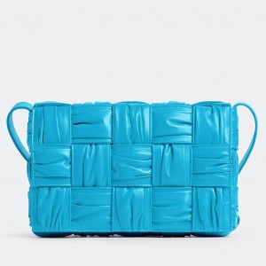 Bottega Veneta Cassette Bag In Pool Foulard Intreccio Leather