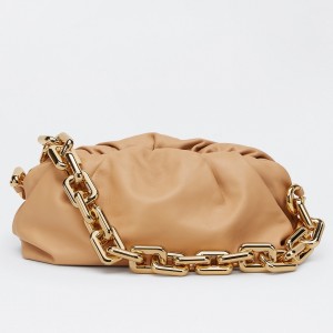 Bottega Veneta The Chain Pouch Bag In Beige Calfskin