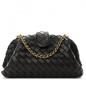 Bottega Veneta Small Lauren 1980 Bag in Black Intrecciato Lambskin