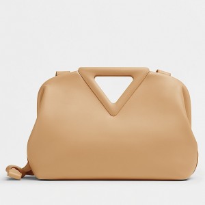 Bottega Veneta Small Point Top Handle Bag In Beige Leather