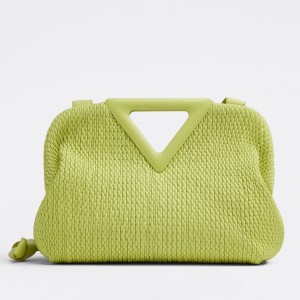Bottega Veneta Small Point Bag In Seagrass Quilted Leather