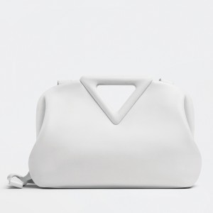 Bottega Veneta Medium Point Top Handle Bag In White Leather