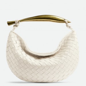 Bottega Veneta Small Sardine Bag In White Intrecciato Lambskin