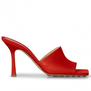 Bottega Veneta Stretch Mules 90mm In Red Lambskin