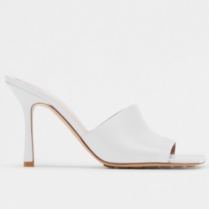 Bottega Veneta Stretch Mules 90mm In White Lambskin