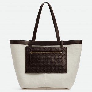 Bottega Veneta Medium Flip Flap Bag in Canvas with Fondant Leather