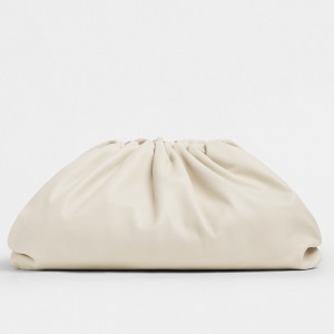 Bottega Veneta The Pouch Clutch In White Calfskin