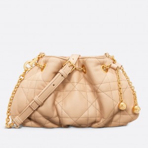 Dior Ammi Small Bag in Sand Pink Macrocannage Lambskin