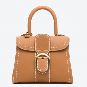 Delvaux Brillant Mini Surpique Bag in Brown Rodeo Calf Leather