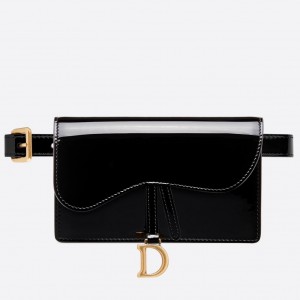Dior Saddle Belt Bag In Black Patent Leather