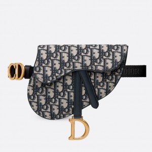 Dior Saddle Belt Bag In Blue Oblique Canvas