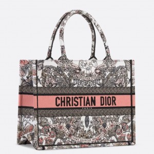 Dior Medium Book Tote Bag in Butterfly Around The World Embroidery