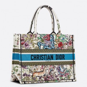 Dior Medium Book Tote In Latte D-Constellation Embroidery