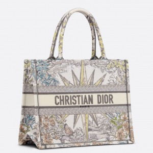 Dior Medium Dior Book Tote In White Multicolor Rêve d'Infini Embroidery