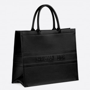 Dior Book Tote Bag In Black Smooth Calfskin