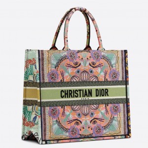 Dior Book Tote Bag In Multicolor Lights Embroidery