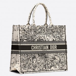 Dior Book Tote Bag In Latte Zodiac Embroidery