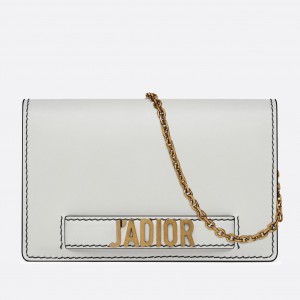 Dior White J’Adior Wallet On Chain Pouch