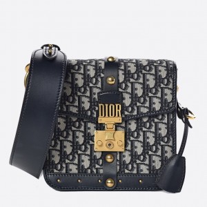 Dior DiorAddict Square Flap Bag In Blue Oblique Canvas