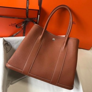 Hermes Garden Party 36 Bag In Gold Clemence Calfskin