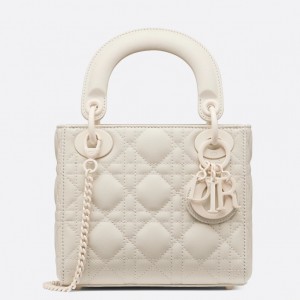 Dior Mini Lady Dior Bag In White Ultramatte Calfskin