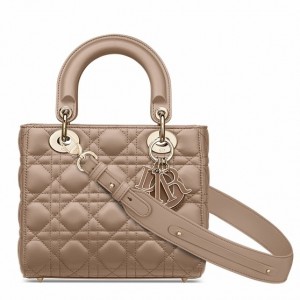 Dior Small Lady Dior My ABCDior Bag In Warm Taupe Cannage Lambskin