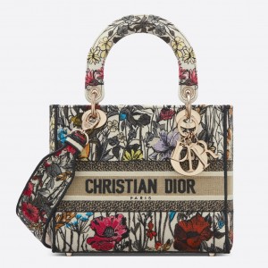 Dior Medium Lady D-Lite Mille Fleurs Embroidery Bag 