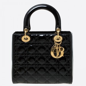 Dior Medium Lady Dior Bag In Black Patent Leather