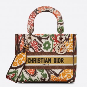 Dior Medium Lady D-Lite Bag In Yellow Multicolor Dior Paisley Embroidery