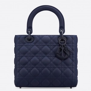 Dior Medium Lady Dior Bag In Indigo Blue Ultra Matte Calfskin