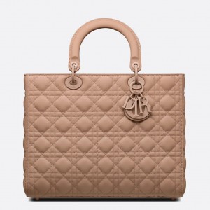 Dior Large Lady Dior Bag In Blush Ultramatte Calfskin