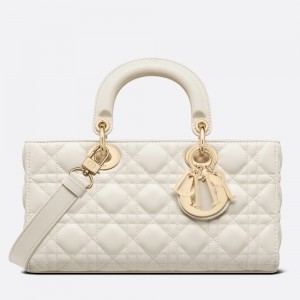 Dior Lady D-Joy Bag In White Cannage Lambskin