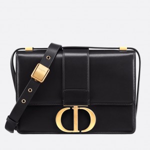 Dior 30 Montaigne Shoulder Bag In Black Calfskin 
