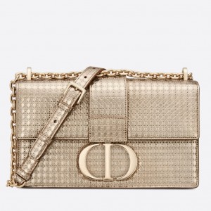 Dior 30 Montaigne Chain Bag In Metallic Gold Calfskin
