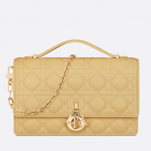 Dior Miss Dior Top Handle Bag in Pastel Yellow Cannage Lambskin