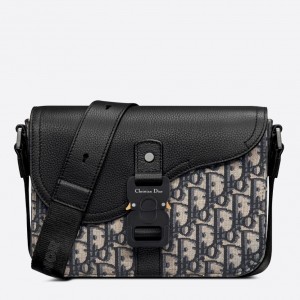 Dior Men's Mini Saddle Messenger Bag in Oblique Jacquard and Calfskin