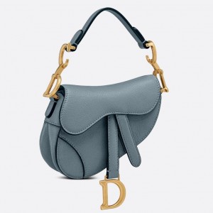 Dior Micro Saddle Bag In Cloud Blue Goatskin