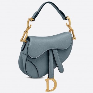 Dior Micro Saddle Bag In Grey Goatskin
