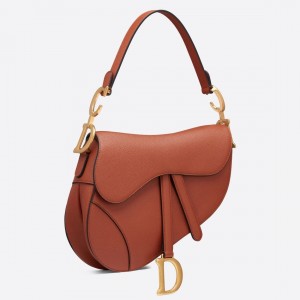 Dior Saddle Bag In Dark Tan Grained Calfskin