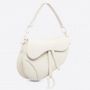 Dior Saddle Bag In White Matte Calfskin