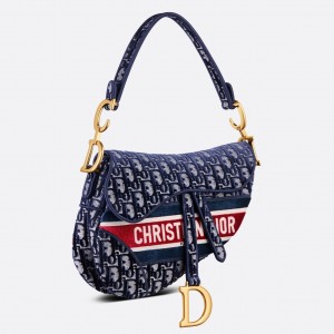 Dior Saddle Bag In Dior Oblique Embroidered Velvet
