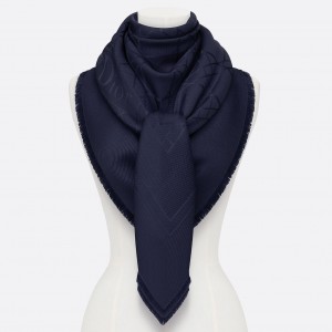 Christian Dior Navy Blue Cannage Shawl 140 cm