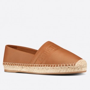 Dior Granville Espadrilles In Brown Embossed Lambskin