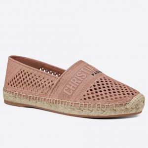 Dior Granville Espadrille In Nude Mesh Embroidery