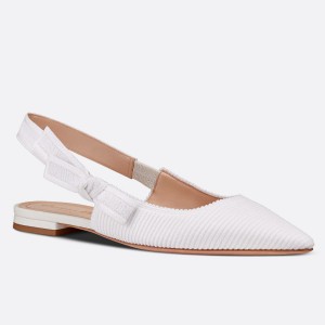 Dior J'Adior Slingback Ballerina Flats In White Cotton Embroidery