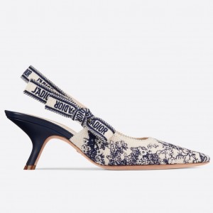 Dior J'Adior Slingback 65mm Pumps In Blue Toile de Jouy Cotton