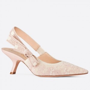 Dior J'Adior Slingback Pumps In Pink Toile de Jouy Cotton