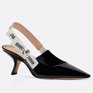 Dior J'Adior Slingback In Black Patent Leather