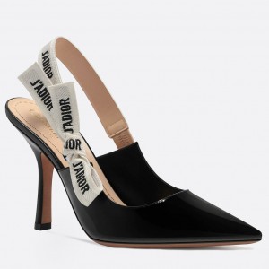 Dior J'Adior Slingback Pumps In Black Patent Leather